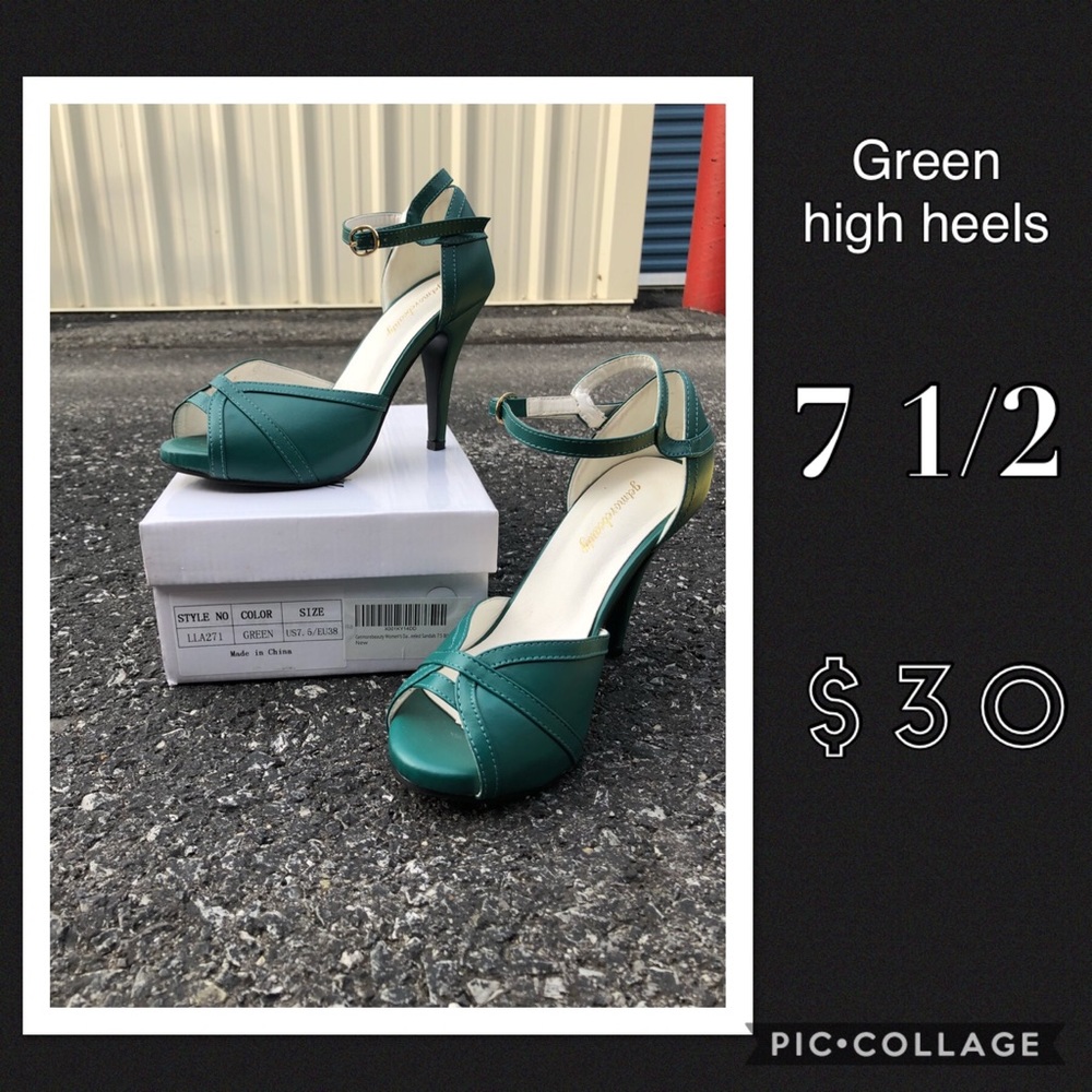 7 1/2 green high heels